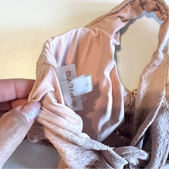 pq swim sandstone pink bikini w/ gold V teeny cheeky bottom set pilyq - Picture 5 of 7